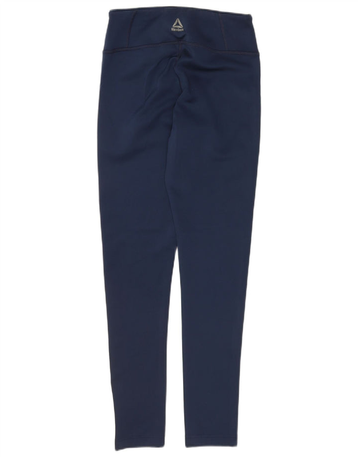 REEBOK Womens Leggings UK 8/10 Small  Navy Blue Polyester
