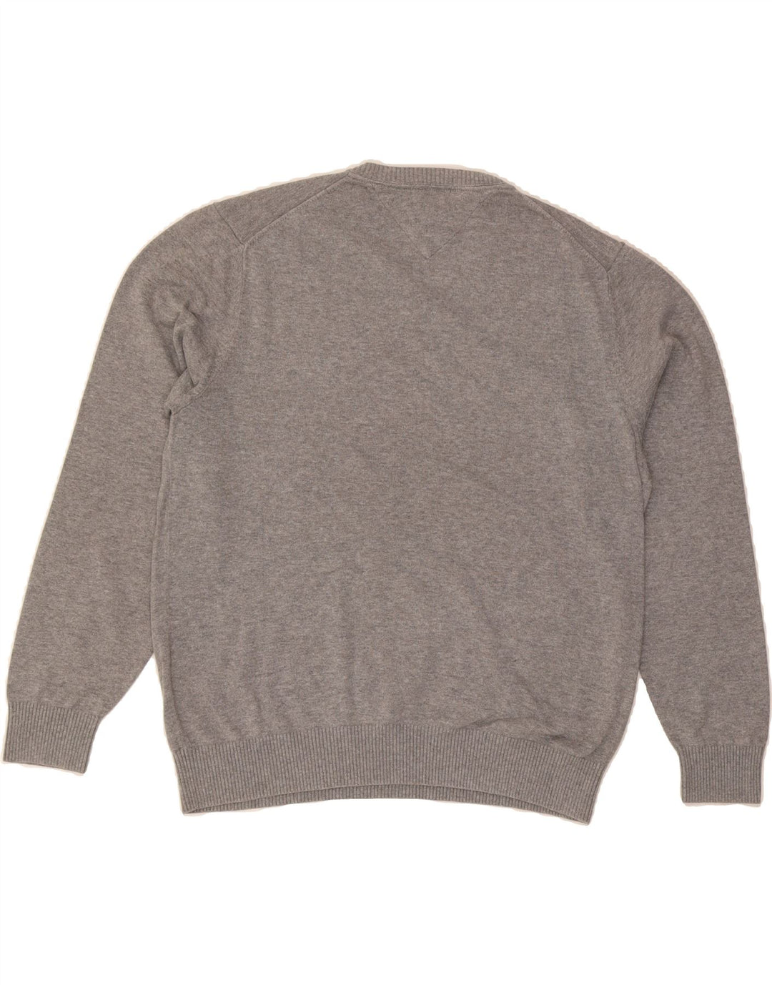 TOMMY HILFIGER Mens V-Neck Jumper Sweater Medium Grey Argyle/Diamond Vintage Tommy Hilfiger and Second-Hand Tommy Hilfiger from Messina Hembry 