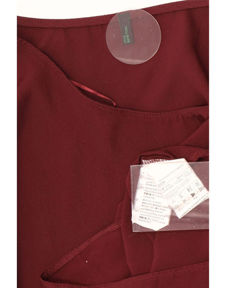 Benetton Womens Oversized Shift Dress UK 10 Small Burgundy Polyester