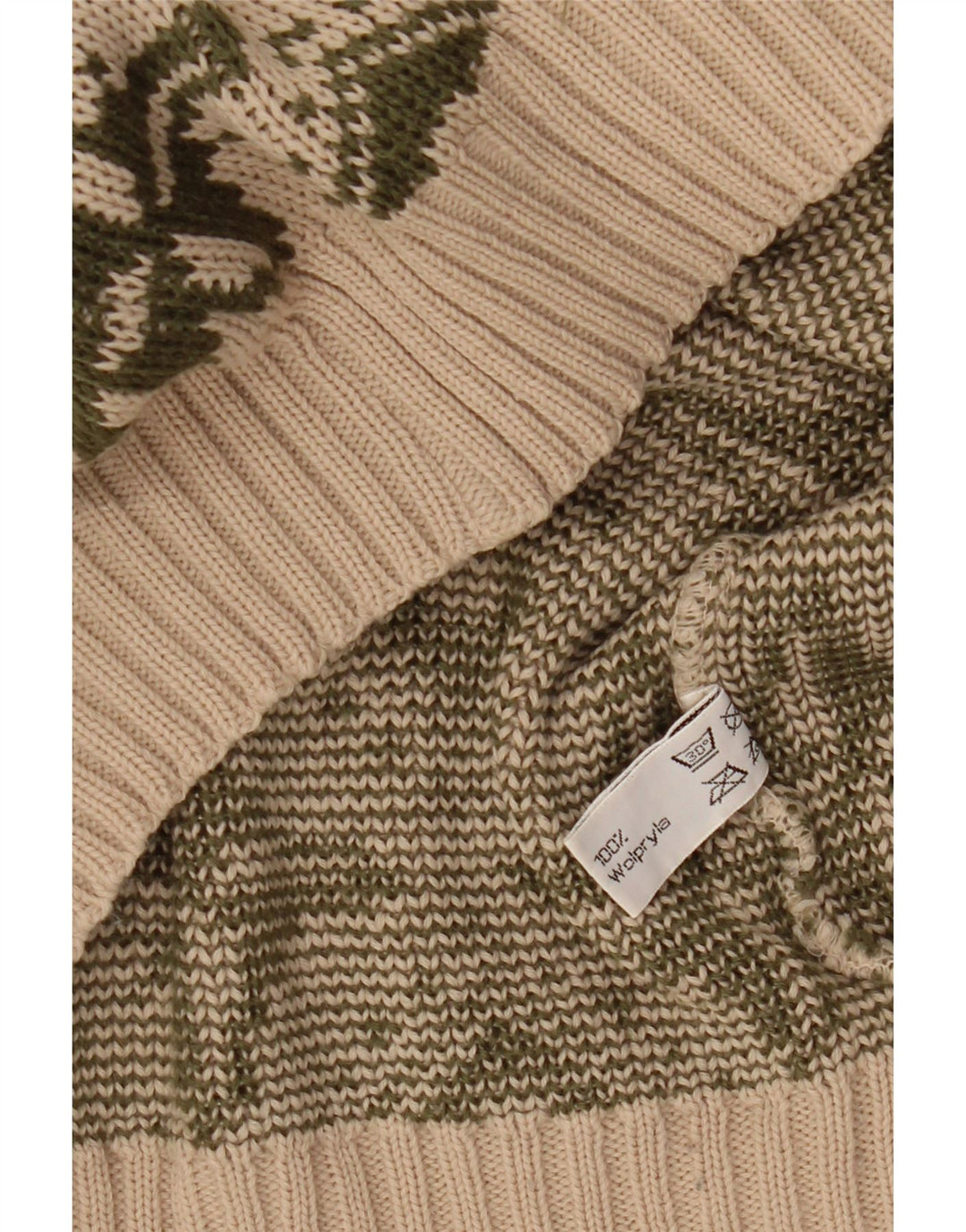 VINTAGE Womens Boat Neck Jumper Sweater IT 46 Large Beige Geometric