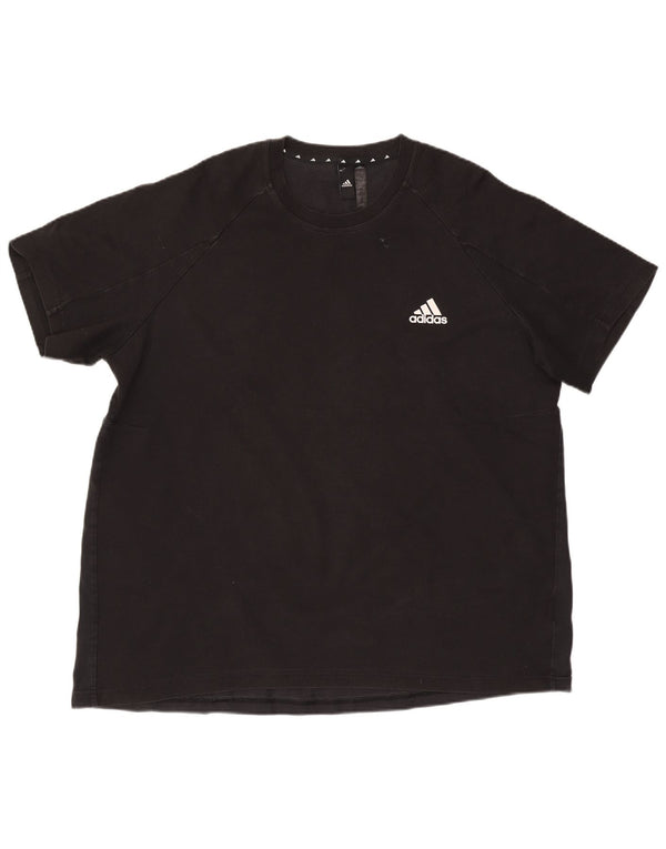 Adidas Mens T-Shirt Top 2XL Black Cotton