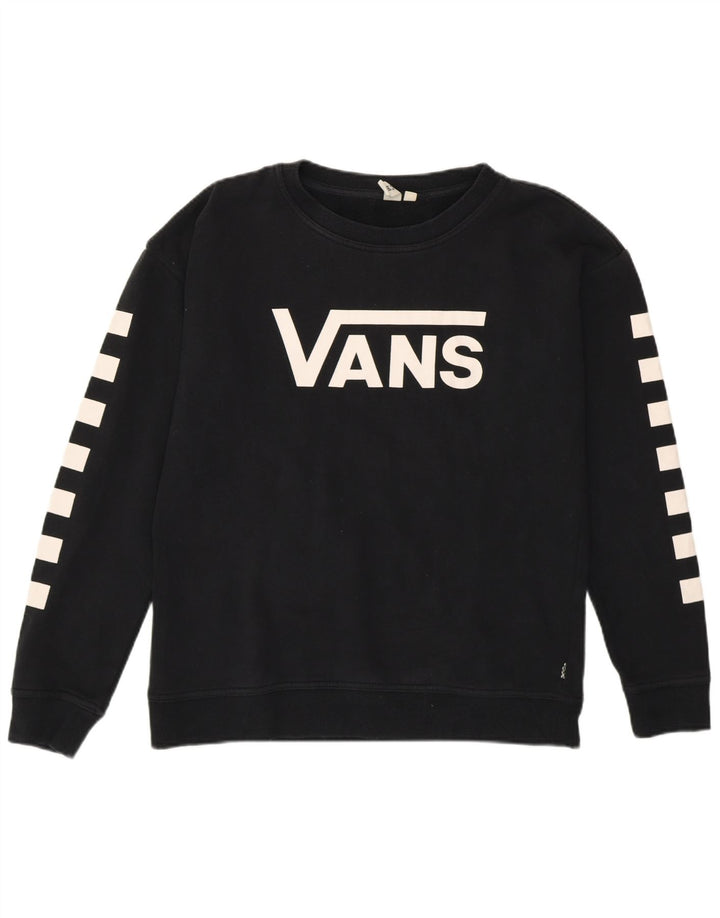 Vans Womens Graphic Sweatshirt Jumper Small Black Geometric Cotton