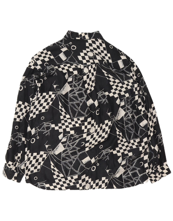 VINTAGE Mens Shirt XL Black Geometric Silk