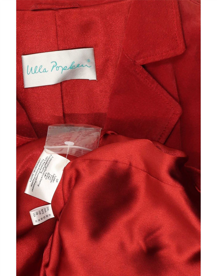 Vintage Womens 3 Button Suede Blazer Jacket UK 26 5XL Red Leather