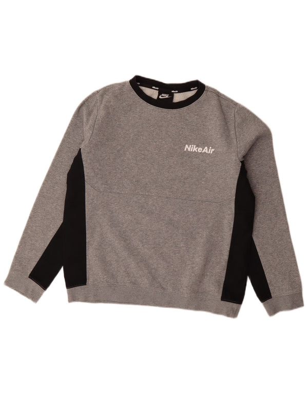Nike Boys Standard Fit Sweatshirt Jumper 13-14 Years XL Grey Colourblock