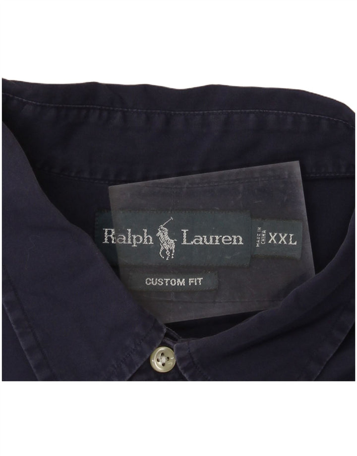 POLO RALPH LAUREN Mens Custom Fit Shirt 2XL Navy Blue Cotton