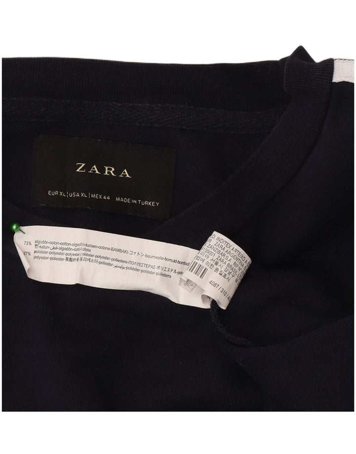 Zara Mens Sweatshirt Jumper XL Navy Blue Colourblock
