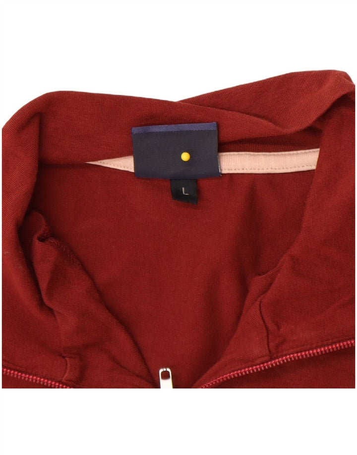 Trussardi Jeans Mens Zip Neck Pullover Tracksuit Top Large Maroon