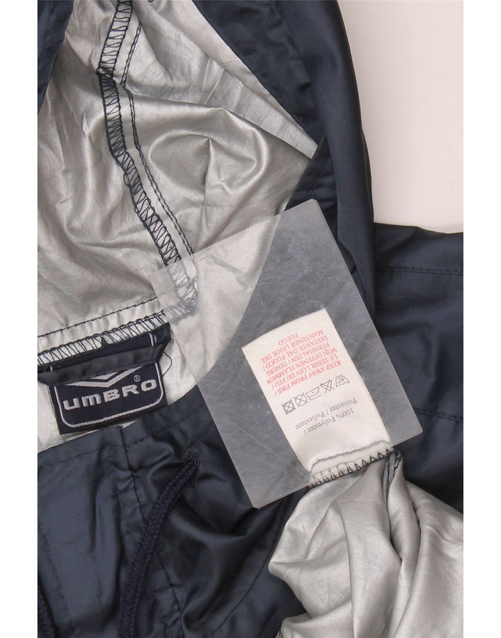 UMBRO Mens Pullover Hooded Rain Jacket UK 36 Small Navy Blue Polyester