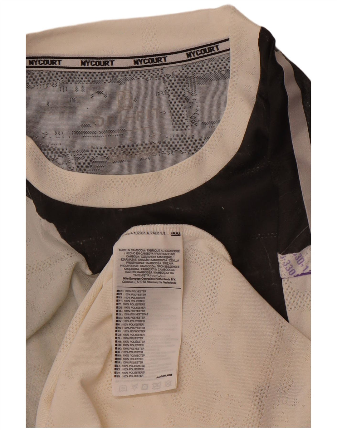 NIKE Mens Dri Fit Graphic T-Shirt Top Large White Colourblock Polyester