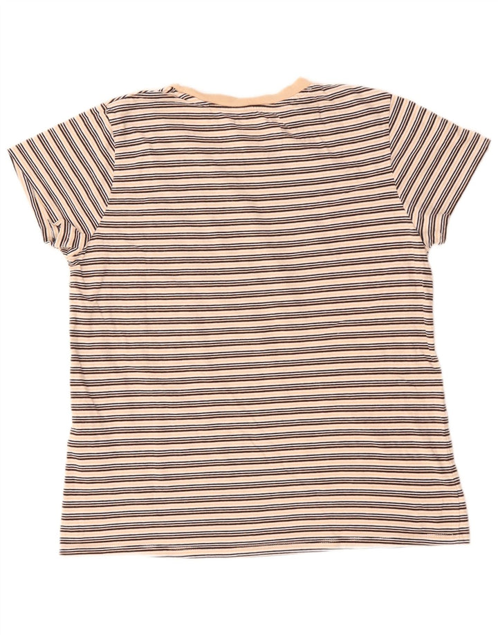 LEVI'S Womens T-Shirt Top UK 16 Large Beige Striped Cotton