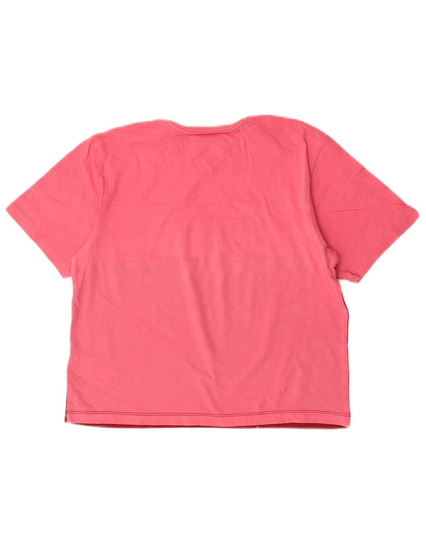 Tommy Hilfiger Womens Crop Graphic T-Shirt Top UK 6 XS Pink Colourblock