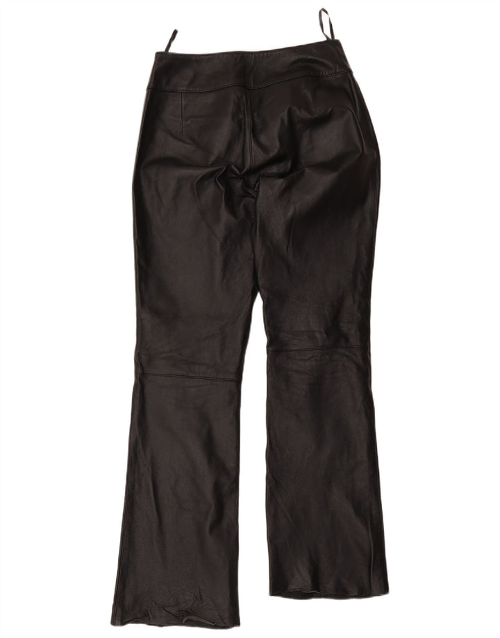 Yuppie Womens Bootcut Leather Trousers EU 40 Medium W32 L30 Black