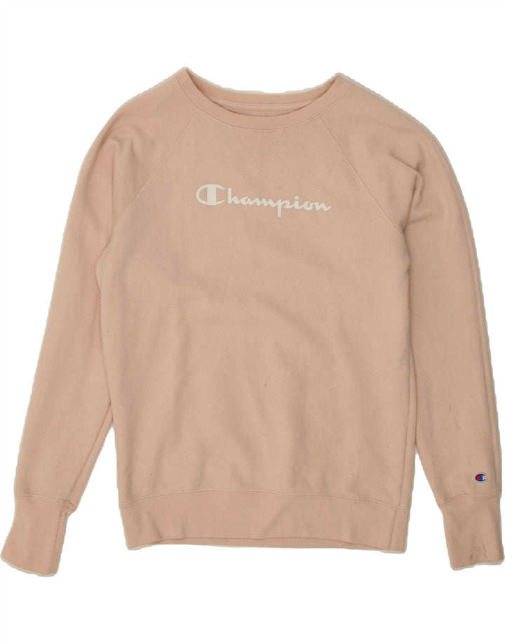 CHAMPION Womens Oversized Graphic Sweatshirt Jumper UK 10 Small Pink Vintage Champion and Second-Hand Champion from Messina Hembry 