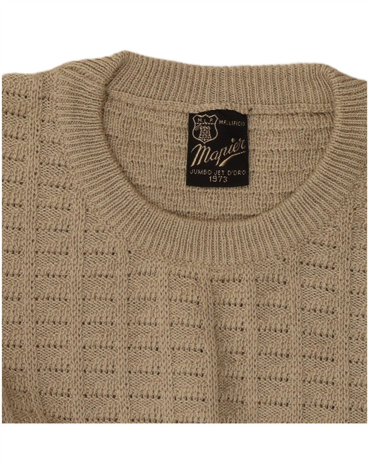 MAPIER Mens Crew Neck Jumper Sweater Large Beige Geometric