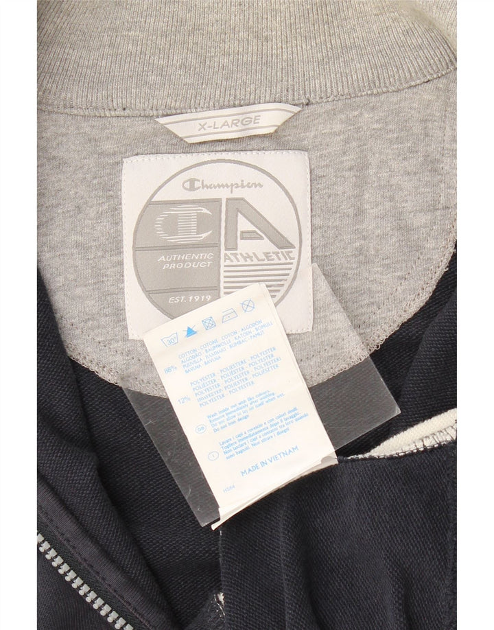 CHAMPION Mens Tracksuit Top Jacket XL Navy Blue Colourblock Cotton