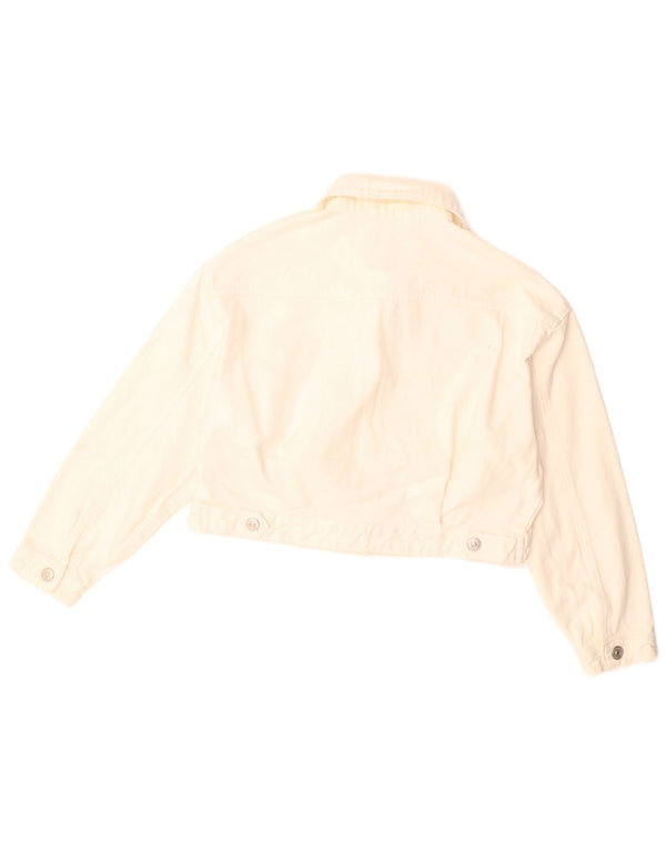 ZARA Womens Oversized Denim Jacket UK 10 Small White Cotton