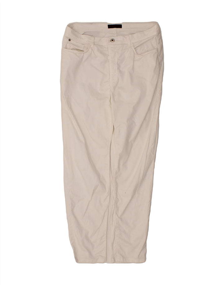 TRUSSARDI Womens Regular Fit Trousers W34 L30 White Cotton Vintage Trussardi and Second-Hand Trussardi from Messina Hembry 