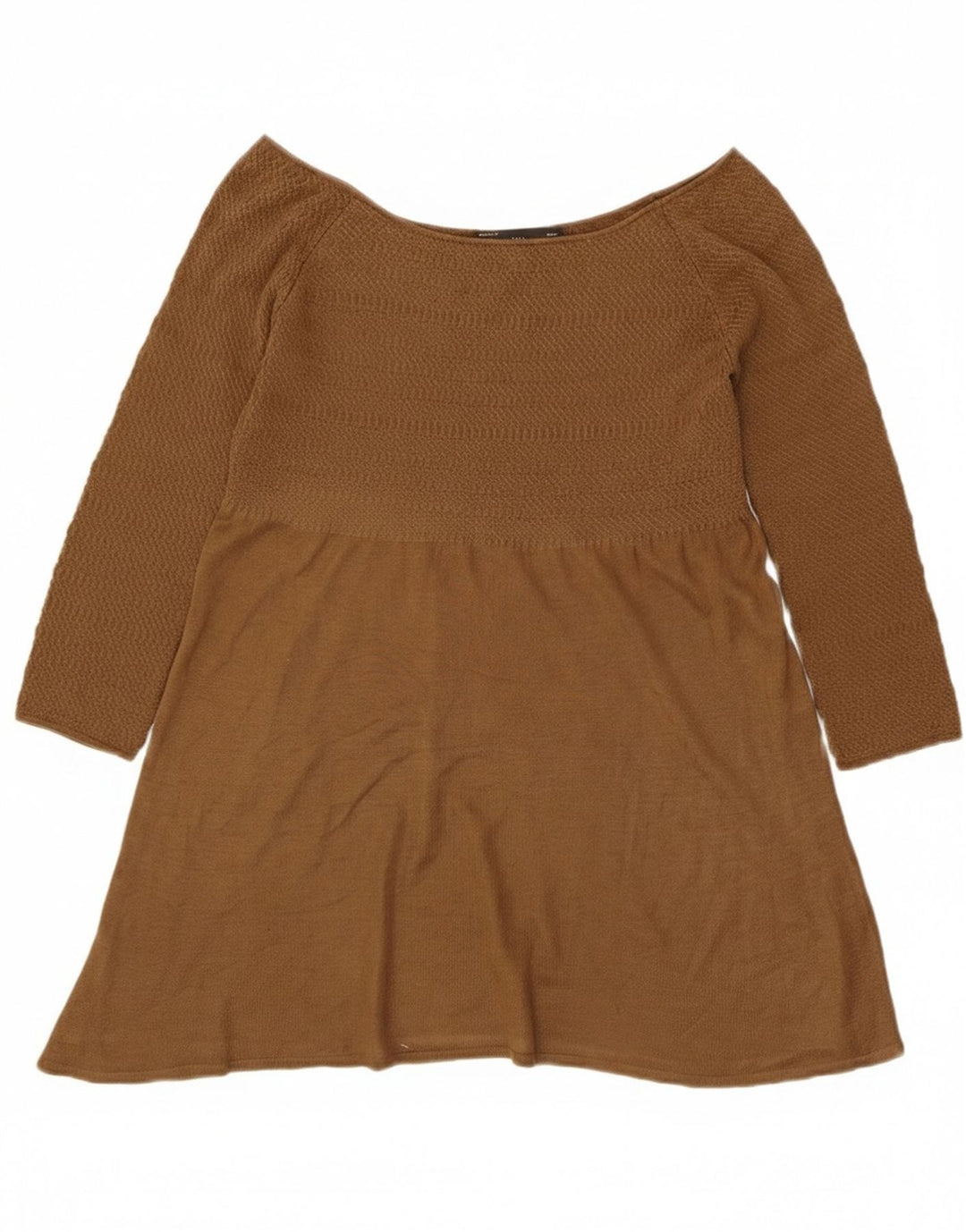 Zara Womens Off Shoulder Top UK 12 Medium Brown