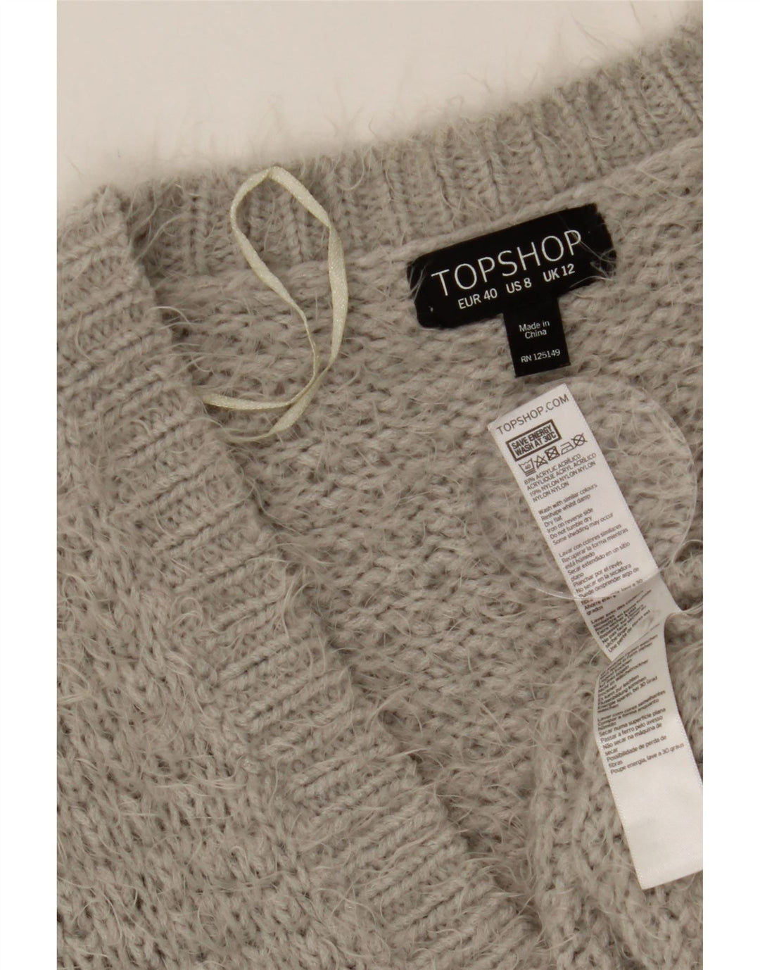 TOPSHOP Womens Oversized Cardigan Sweater UK 12 Medium Grey Acrylic Vintage Topshop and Second-Hand Topshop from Messina Hembry 