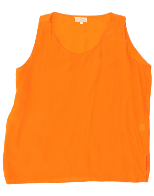 Tiffany Womens Sleeveless Blouse Top UK 16 Large Orange Silk