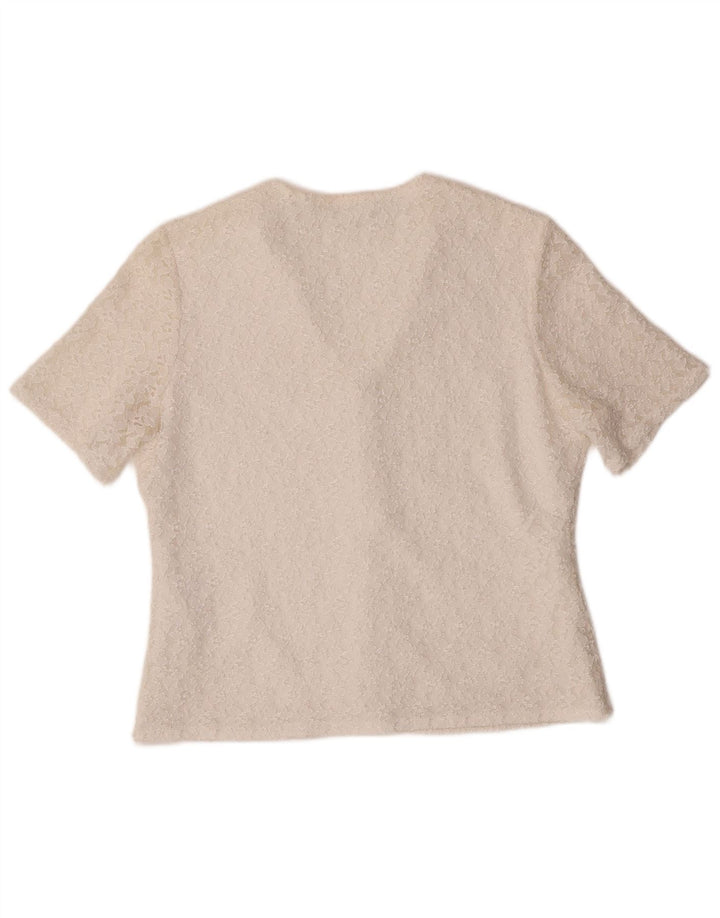 Vintage Womens Short Sleeve Shirt Blouse IT 42 Medium Off White Polyamide