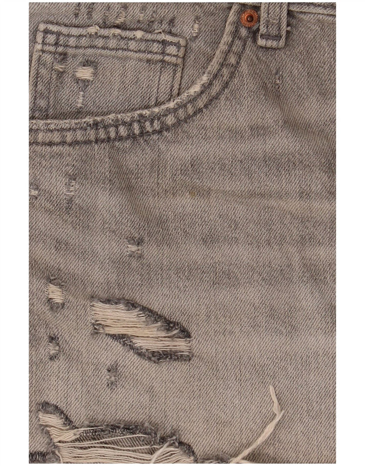 Zara Womens Denim Distressed Hot Pants  EU 40 Medium W30 Grey Cotton
