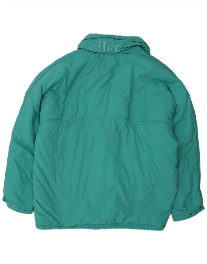 ELLESSE Mens Padded Jacket IT 54 2XL Turquoise Nylon 80s