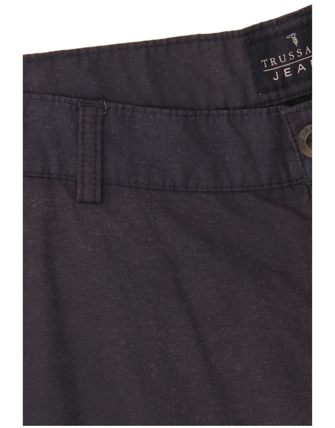 TRUSSARDI Mens Straight Chino Trousers IT 52 XL W36 L34 Navy Blue Cotton
