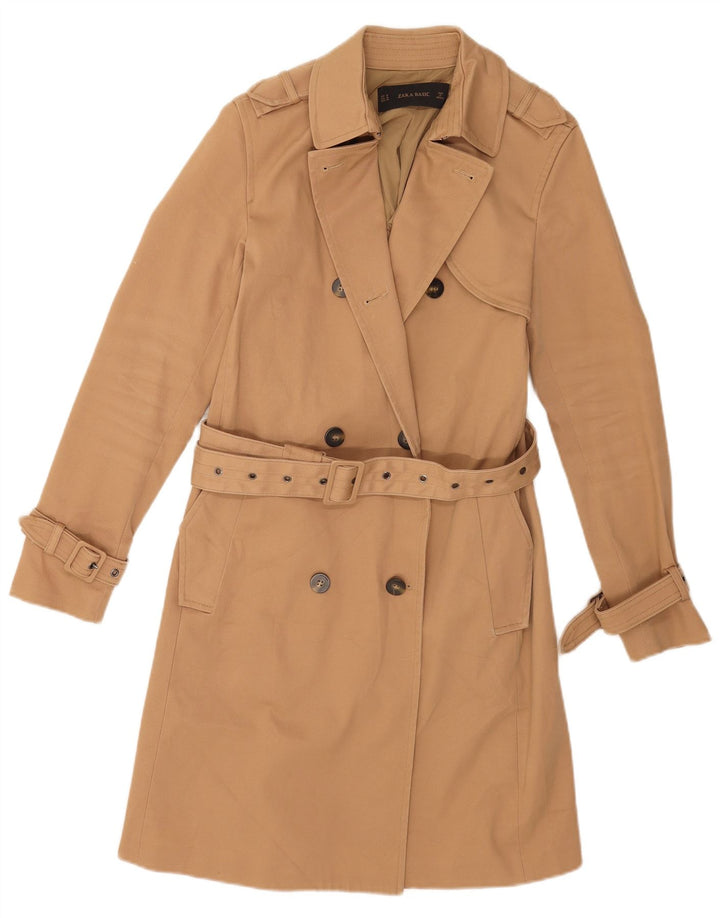 Zara Womens Trench Coat UK 14 Medium Beige Cotton
