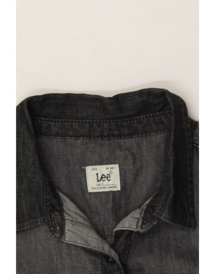LEE Womens Shirt UK 10 Small Grey Cotton Vintage Lee and Second-Hand Lee from Messina Hembry 