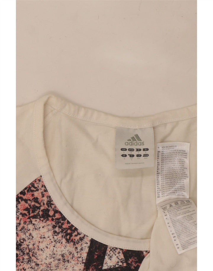 ADIDAS Womens Graphic T-Shirt Top UK 10 Small White Animal Print Cotton
