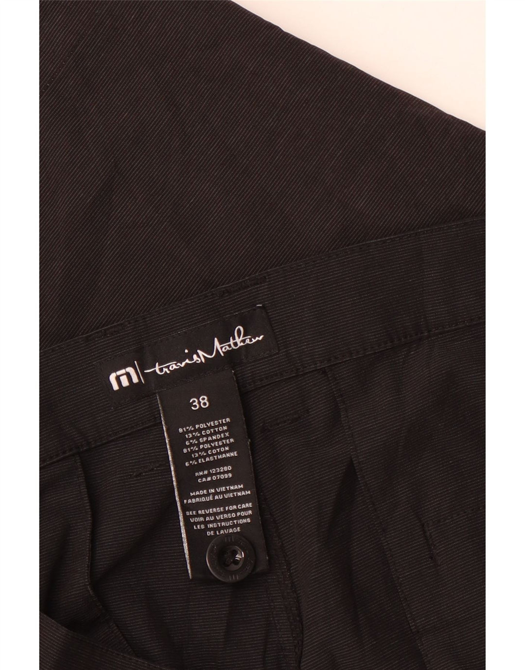 Travis Mathew Mens Chino Shorts W38 XL Black Pinstripe Polyester