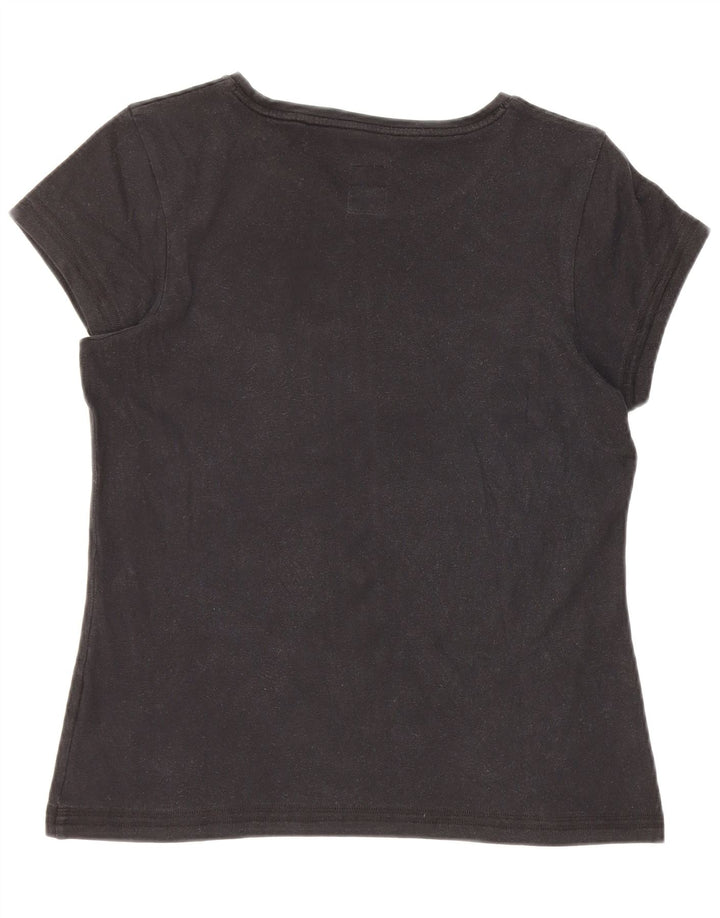 Asics Womens Graphic T-Shirt Top UK 12 Medium Black