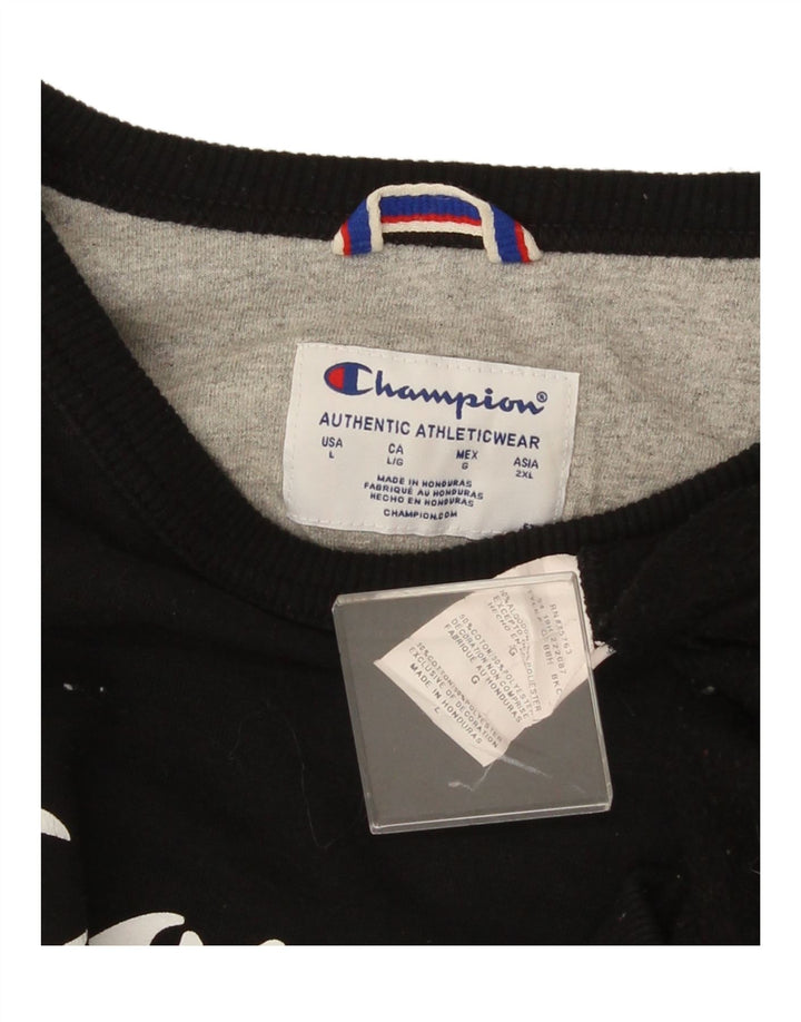 Champion Mens Graphic Sweatshirt Jumper Large Black Cotton