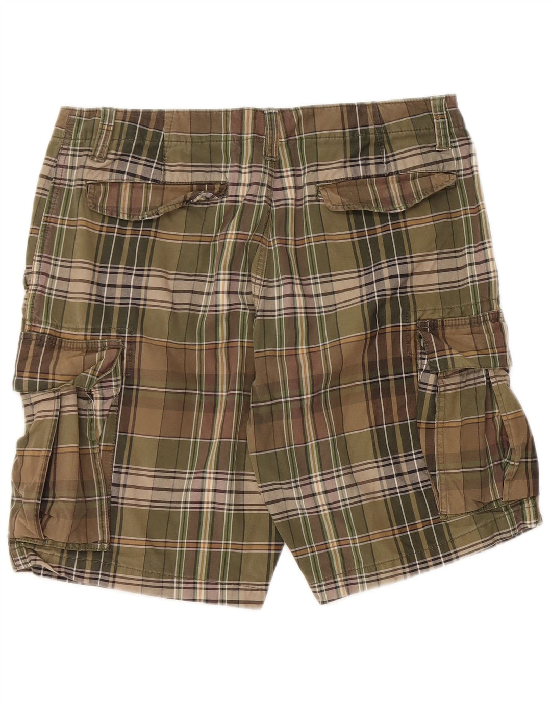 EDDIE BAUER Mens Cargo Shorts W35 Large Khaki Check Cotton