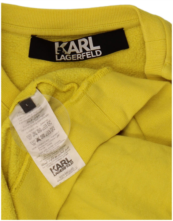 KARL LAGERFELD Womens Sweatshirt Jumper UK 16 Large Yellow Cotton