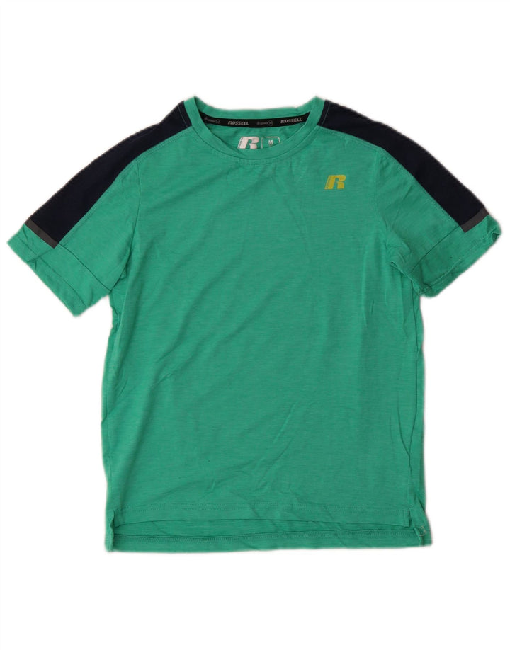 Russell Athletic Boys T-Shirt Top 7-8 Years Medium Green Colourblock
