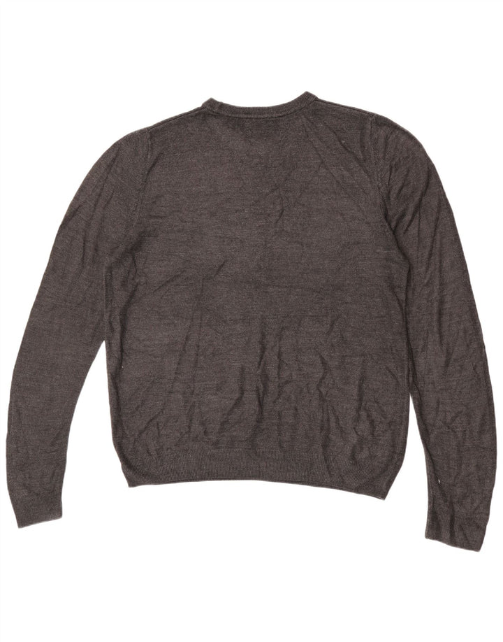 Marks & Spencer Mens Crew Neck Jumper Sweater Large Grey Acrylic