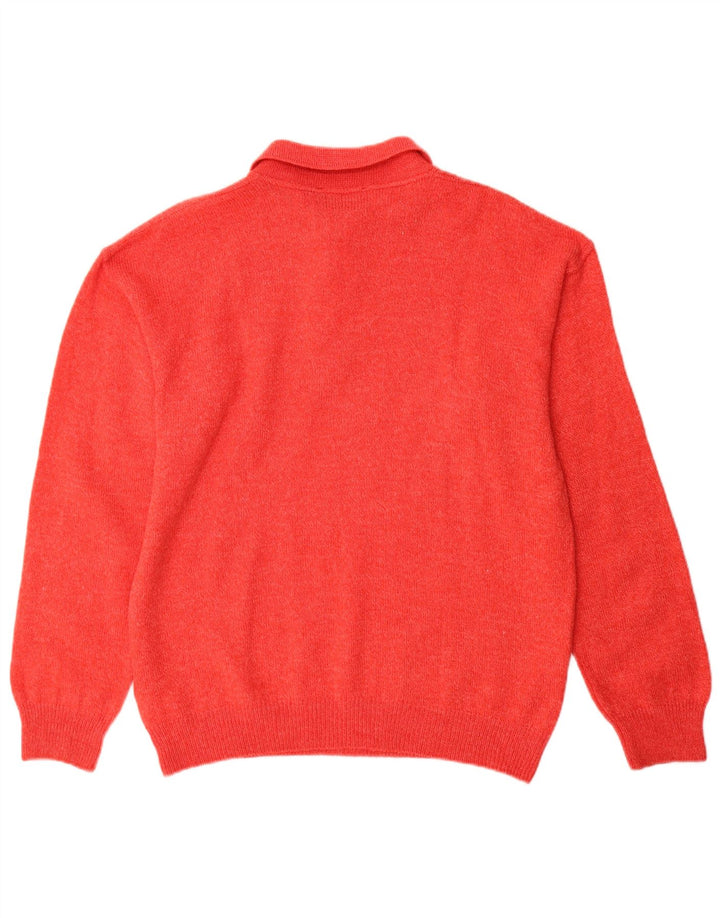 Viky Tricot Mens Polo Neck Jumper Sweater Medium Red Wool