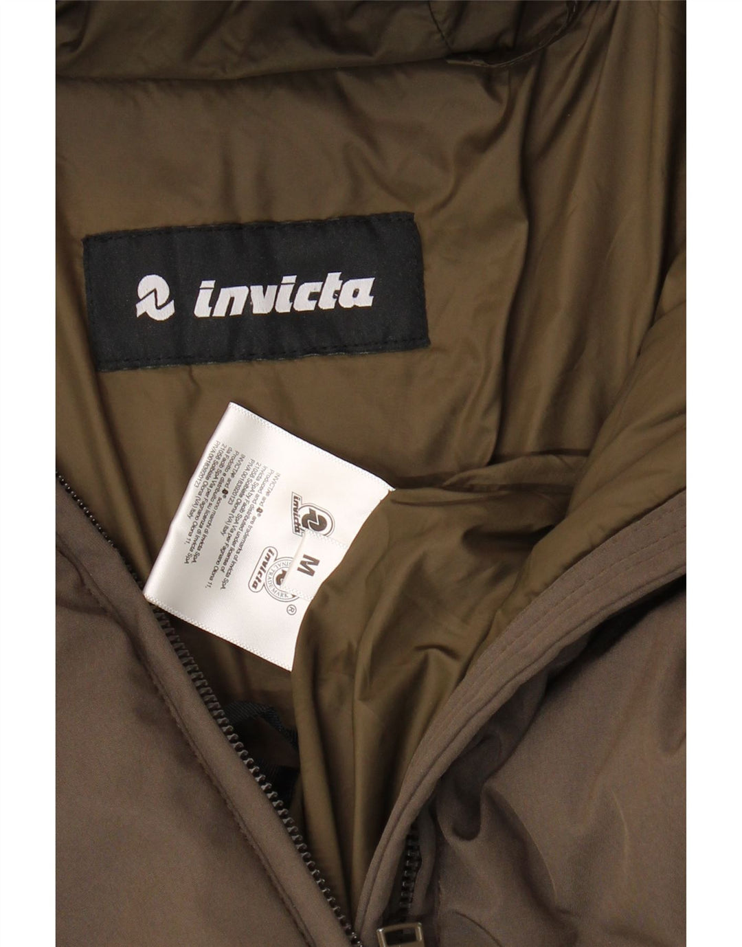 Invicta Womens Hooded Padded Jacket UK 14 Medium Brown Colourblock