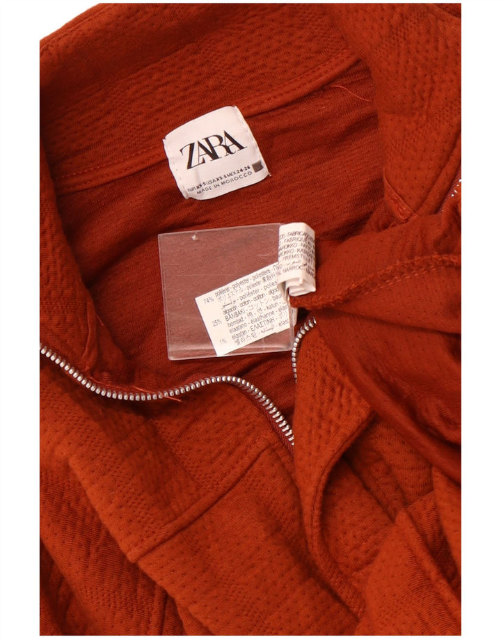ZARA Womens Oversized Bomber Jacket UK 6 XS Maroon Polyester