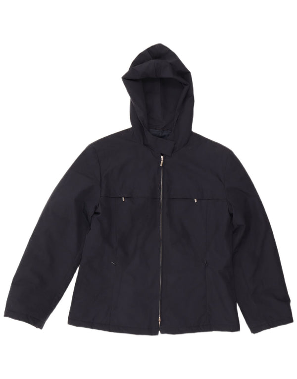 Marella Womens Hooded Windbreaker Jacket UK 12 Medium  Navy Blue Polyester