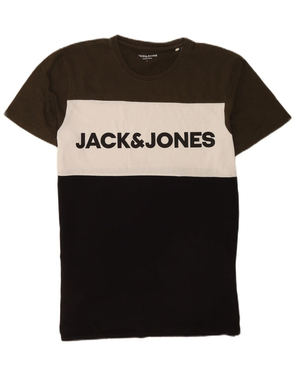 Jack & Jones Mens Graphic T-Shirt Top Large Multicoloured Colourblock