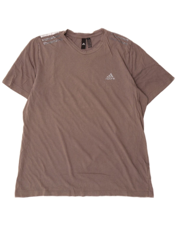 Adidas Mens T-Shirt Top XL Brown Cotton