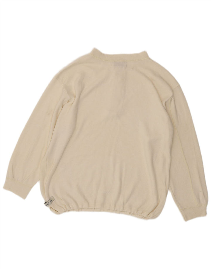 GYMNASIUM Womens Oversized Button Neck Jumper Sweater UK 16 Large White