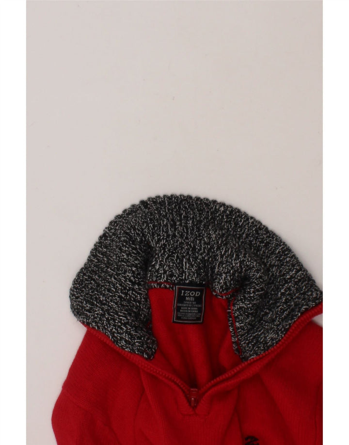 IZOD Boys Zip Neck Jumper Sweater 7-8 Years Medium Red Cotton Vintage Izod and Second-Hand Izod from Messina Hembry 