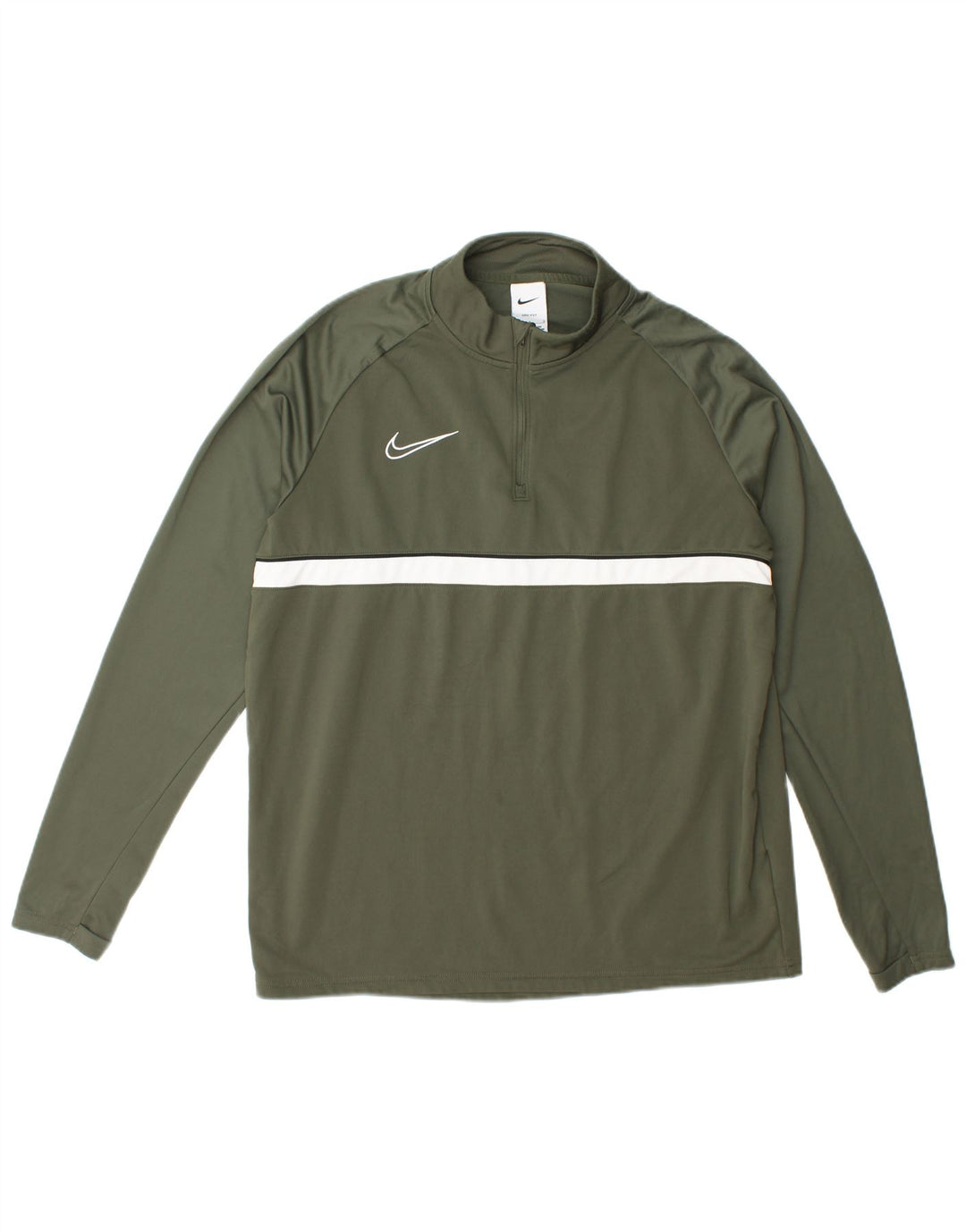Nike Mens Dri Fit Zip Neck Pullover Tracksuit Top Large Green Polyester