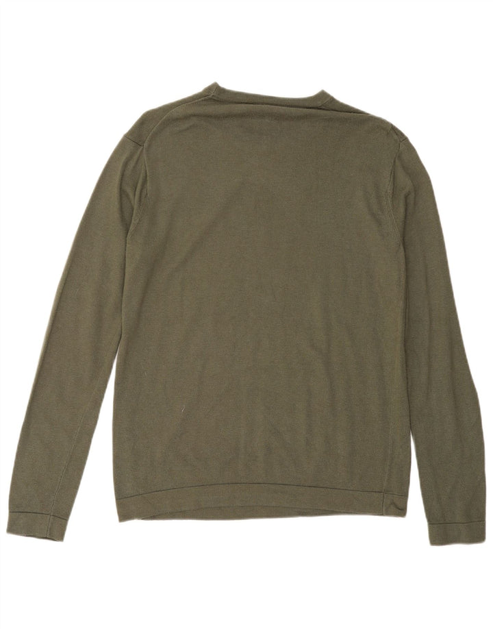 BENETTON Mens Crew Neck Jumper Sweater Medium Khaki