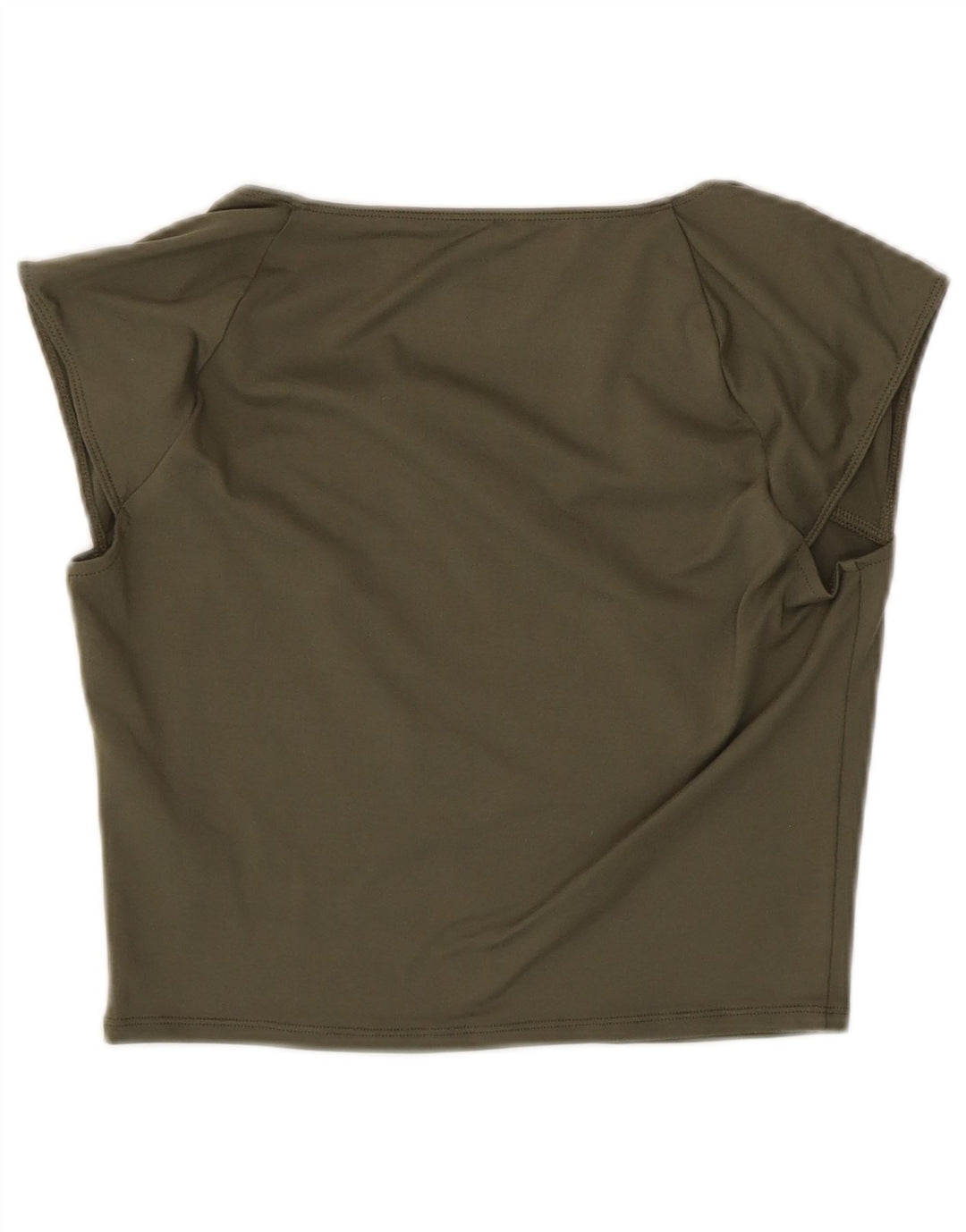 HOLLISTER Womens Crop Blouse Top UK 14 Large Khaki Polyester